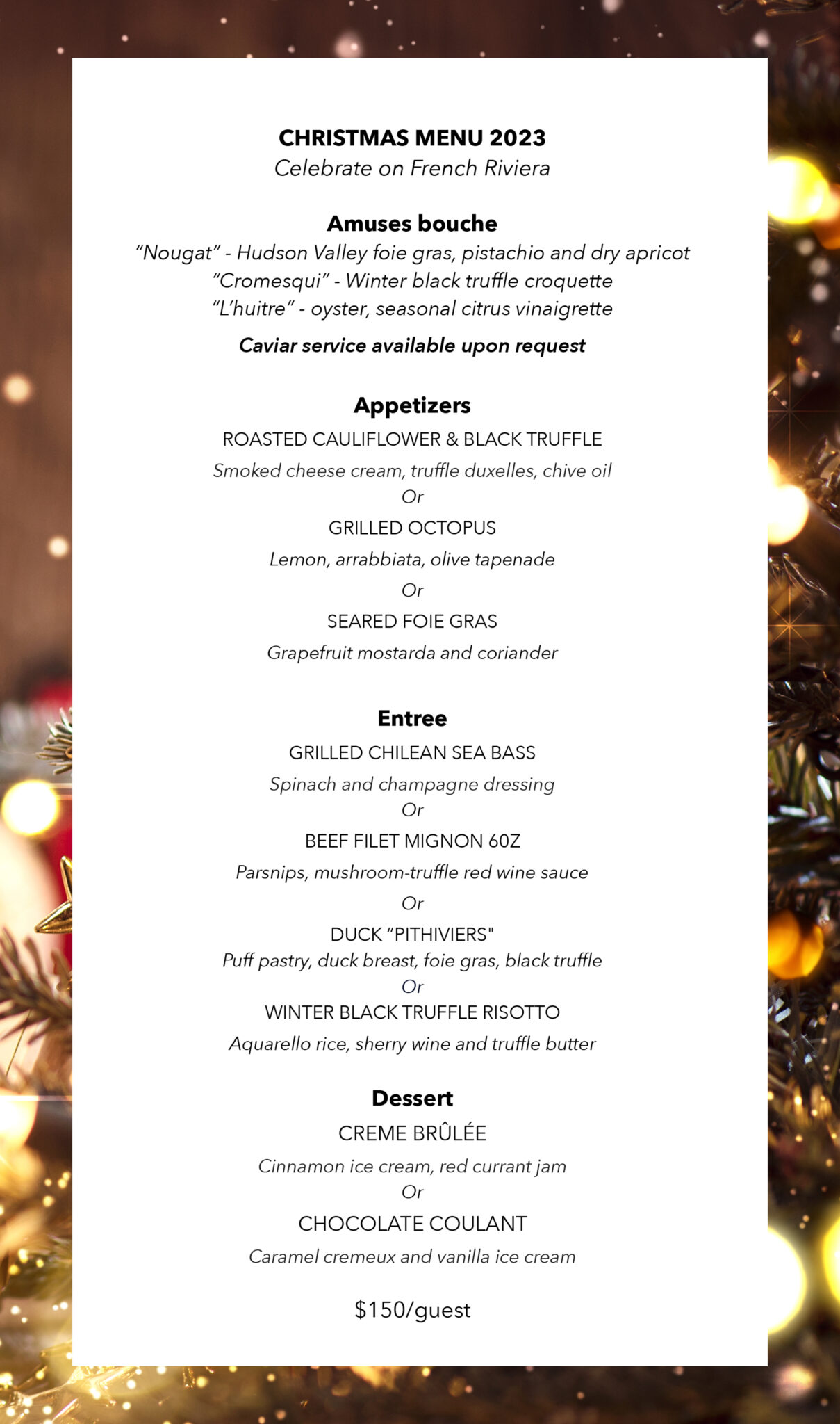 Christmas Eve Menu - Francine