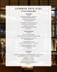 summer prix fixe menu